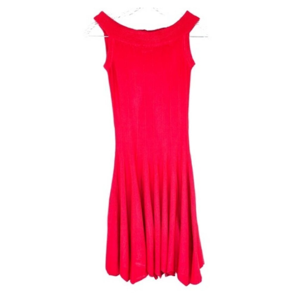 Olivaceous Red Knit Panel Fit and Flare Dress Sz M